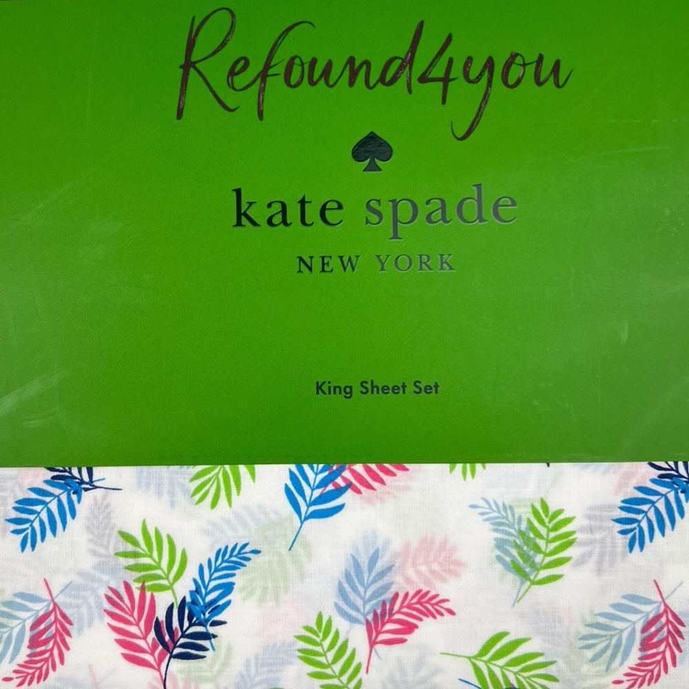 Kate Spade - ‘Tropical Leaf’ King Sheet Set. NWT. Firm!